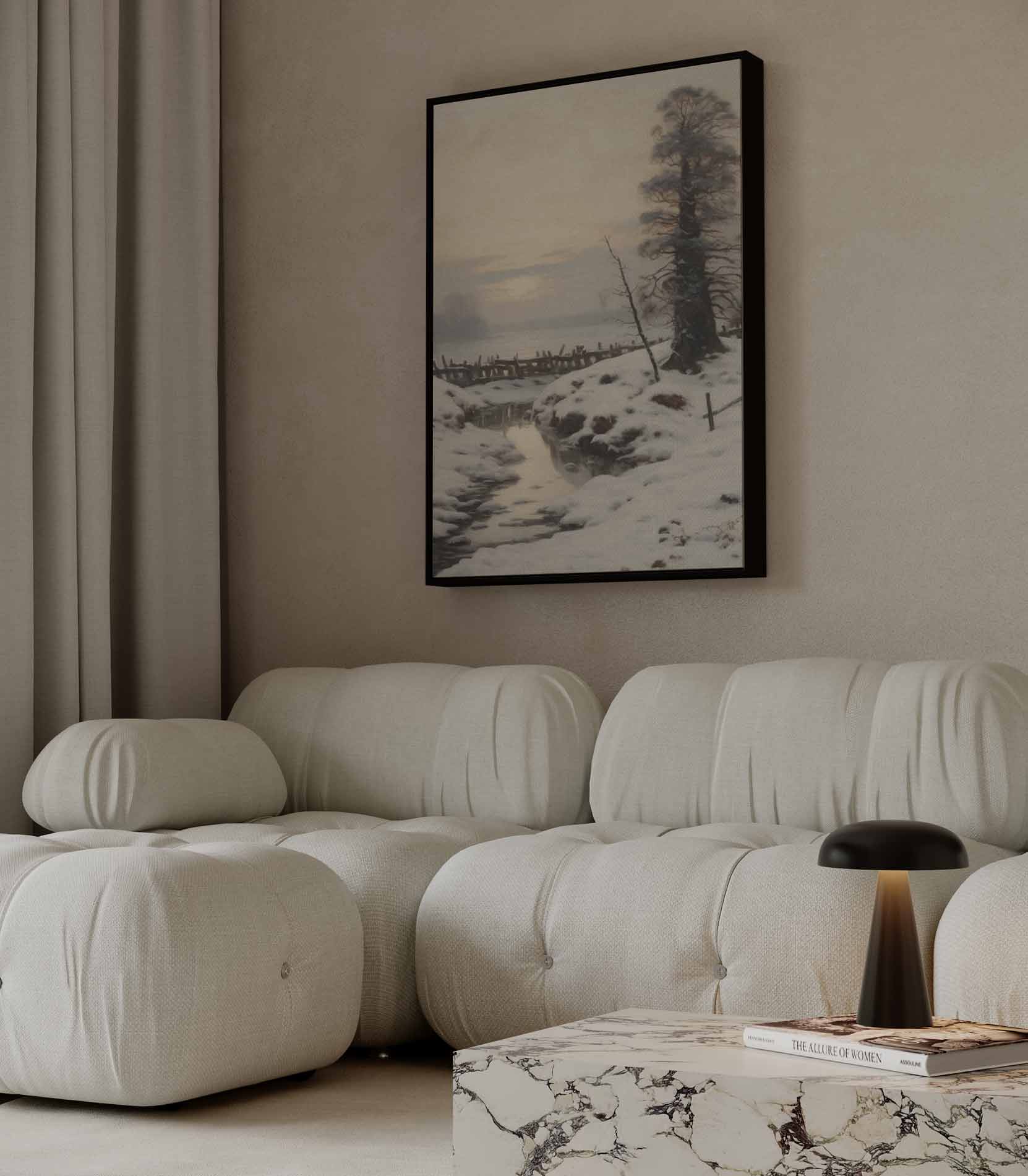 Winterse Rust in het Landschap Kunstwerk-canvas-dibond-plexiglas-wanddecoratie-WallArtistic