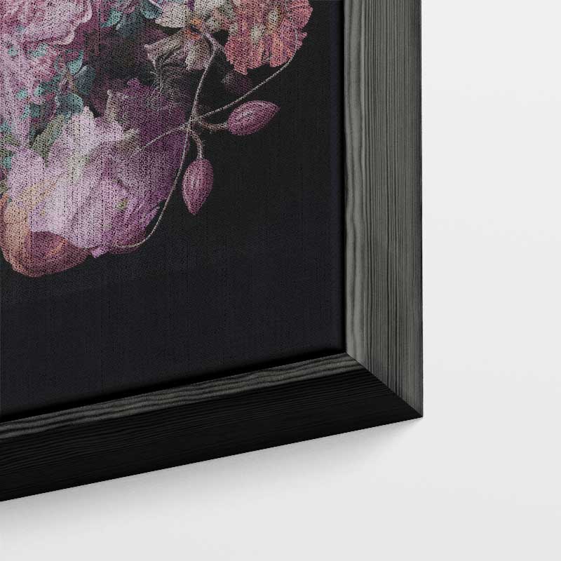 Bloemenpracht op Zwart Kunstwerk-canvas-dibond-plexiglas-wanddecoratie-WallArtistic