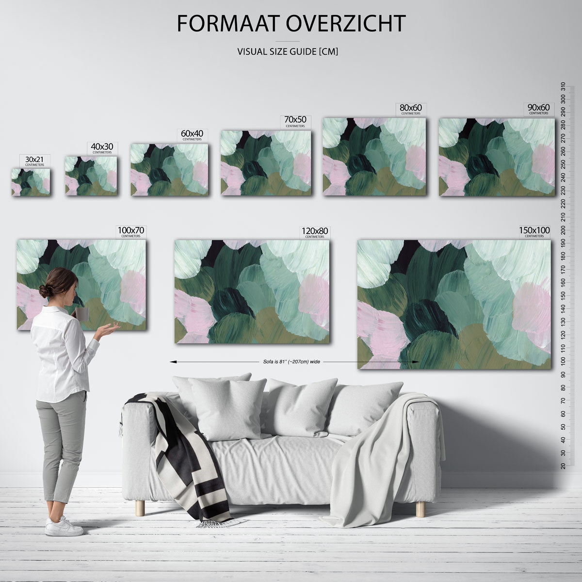 Abstracte groene en roze vormen Poster