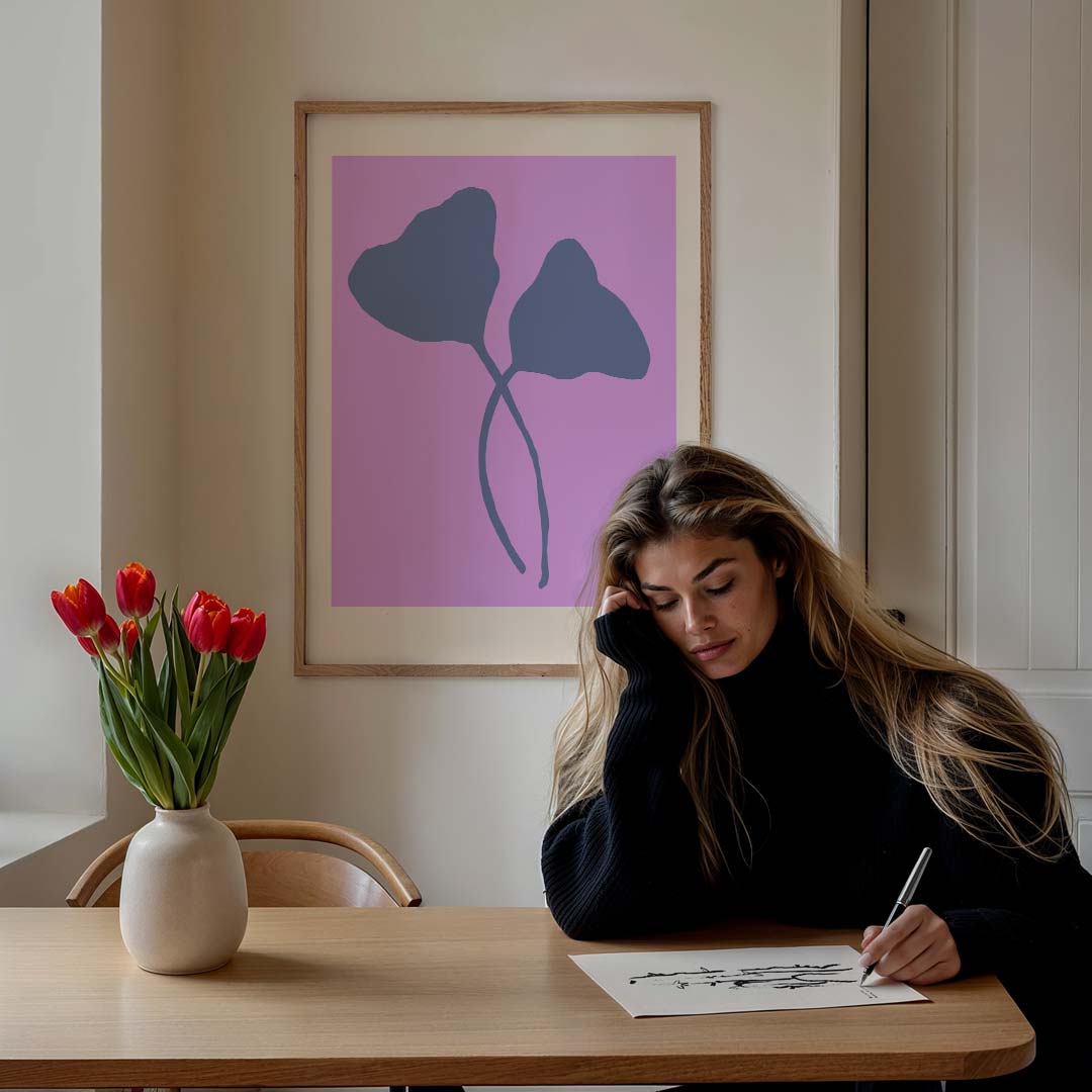 Botanische Schildering in Stijlvol Paars Poster-WallArtistic