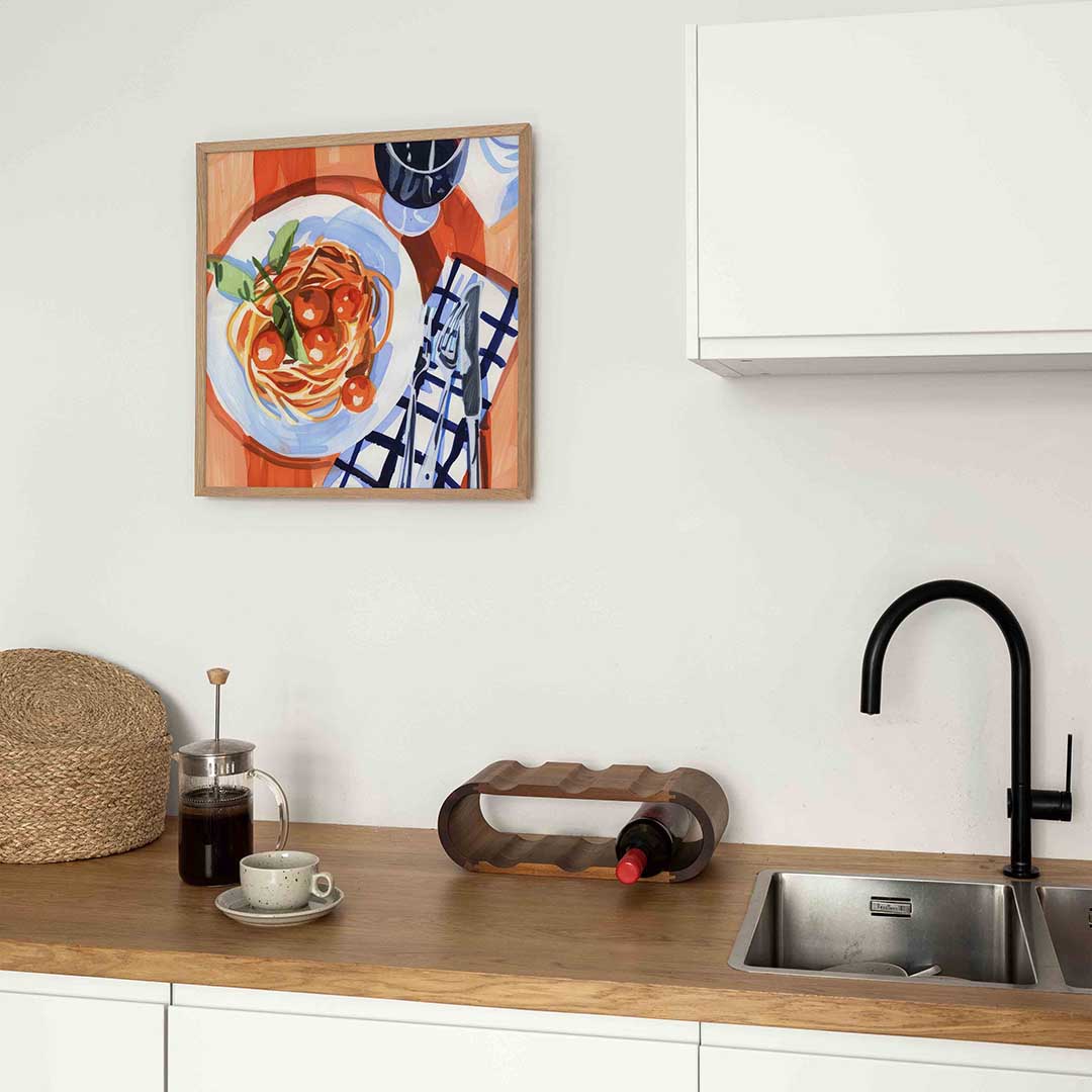 Spaghetti en wijn Poster