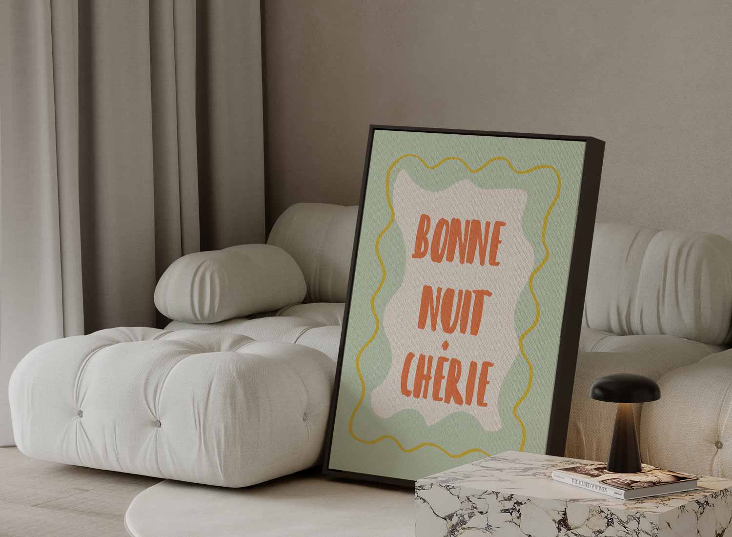 Bonne Nuit Chérie Kunstwerk-canvas-dibond-plexiglas-wanddecoratie-WallArtistic