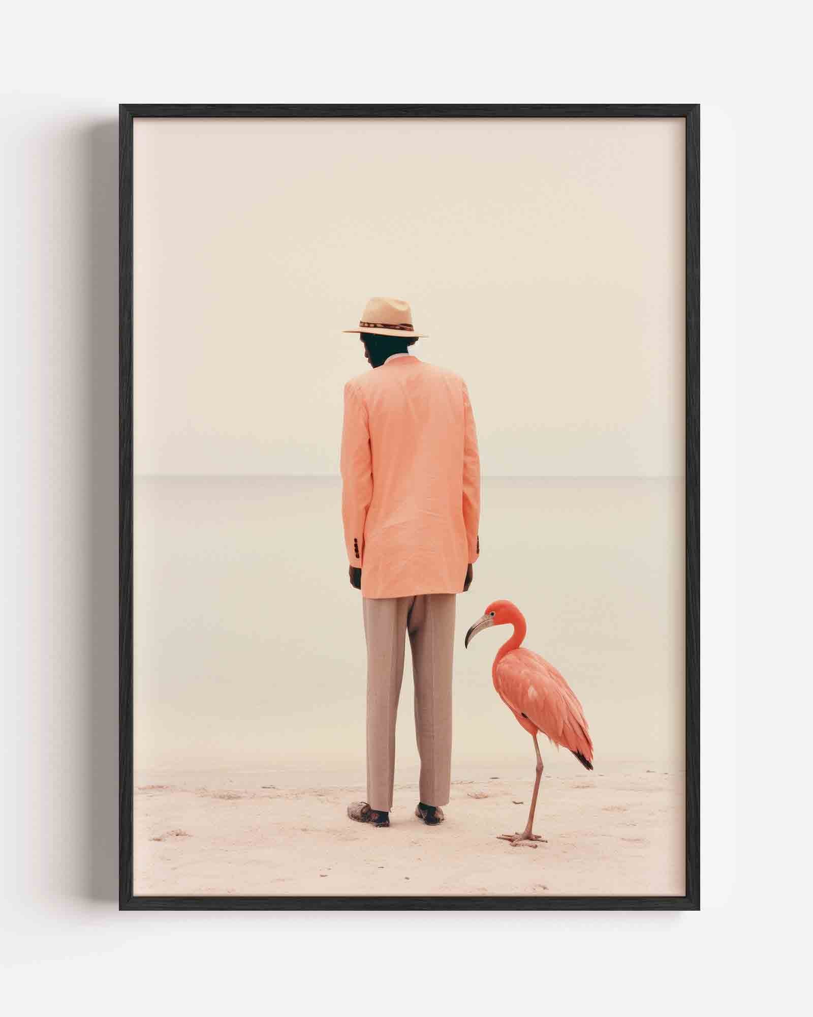 Man en flamingo Poster