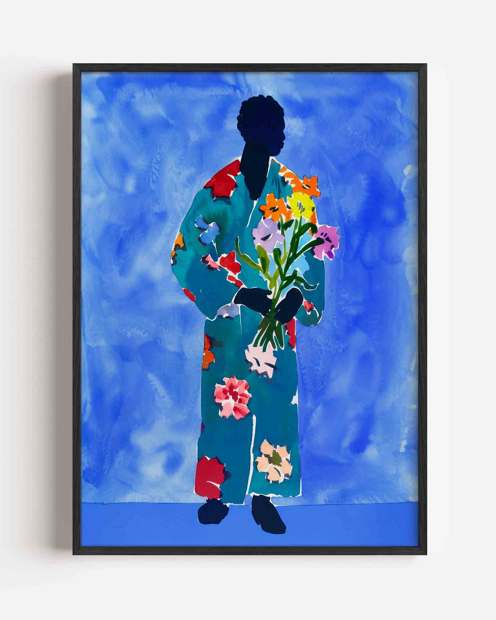 Figuur met bloemen Poster