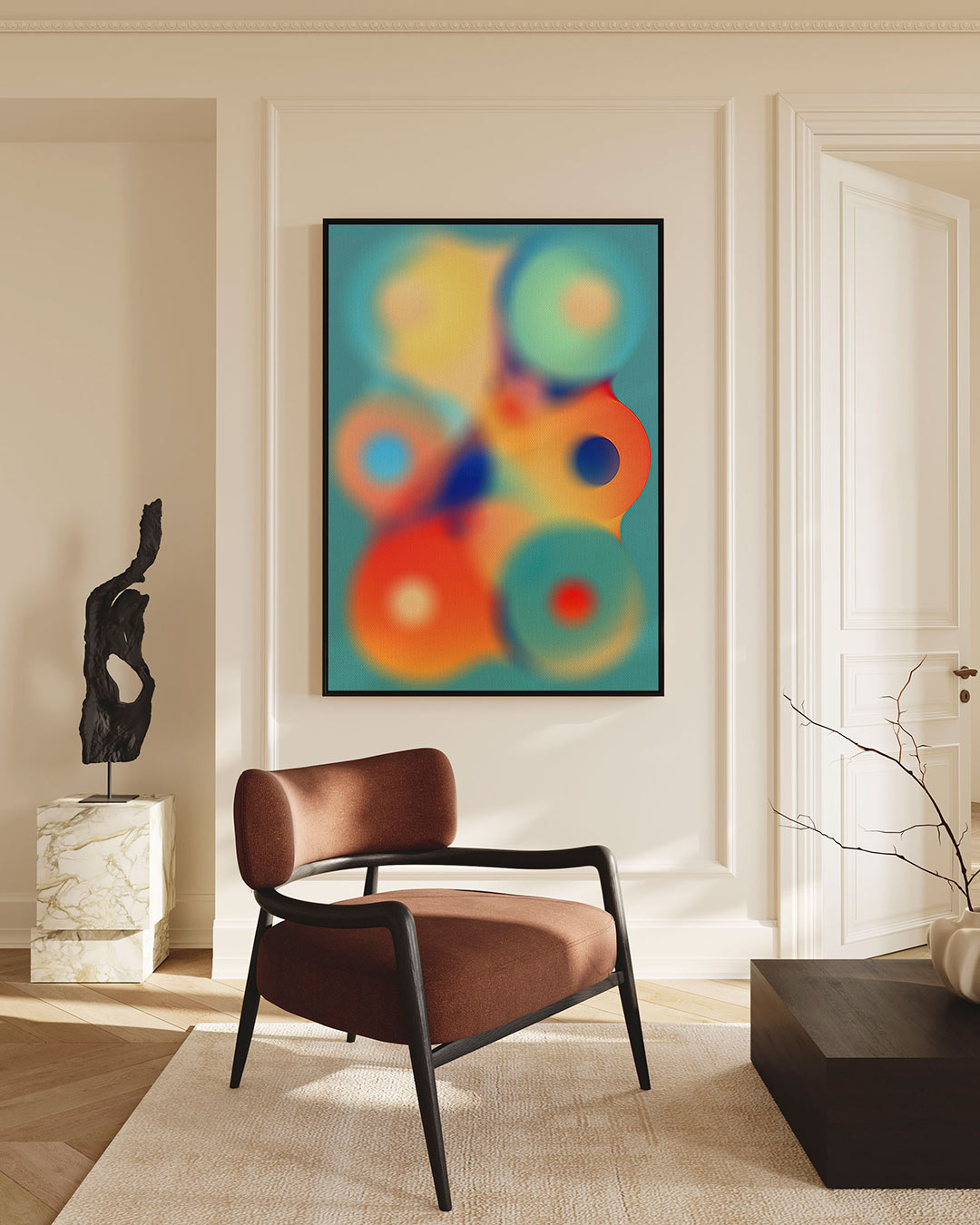 Vloeiende kleurencompositie Kunstwerk