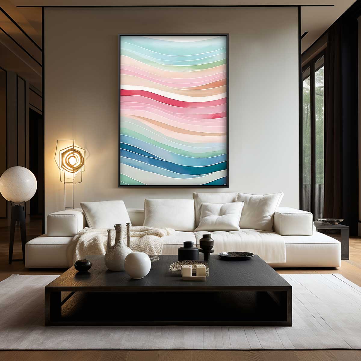 Kleurrijke Golven Kunstwerk-canvas-dibond-plexiglas-wanddecoratie-WallArtistic