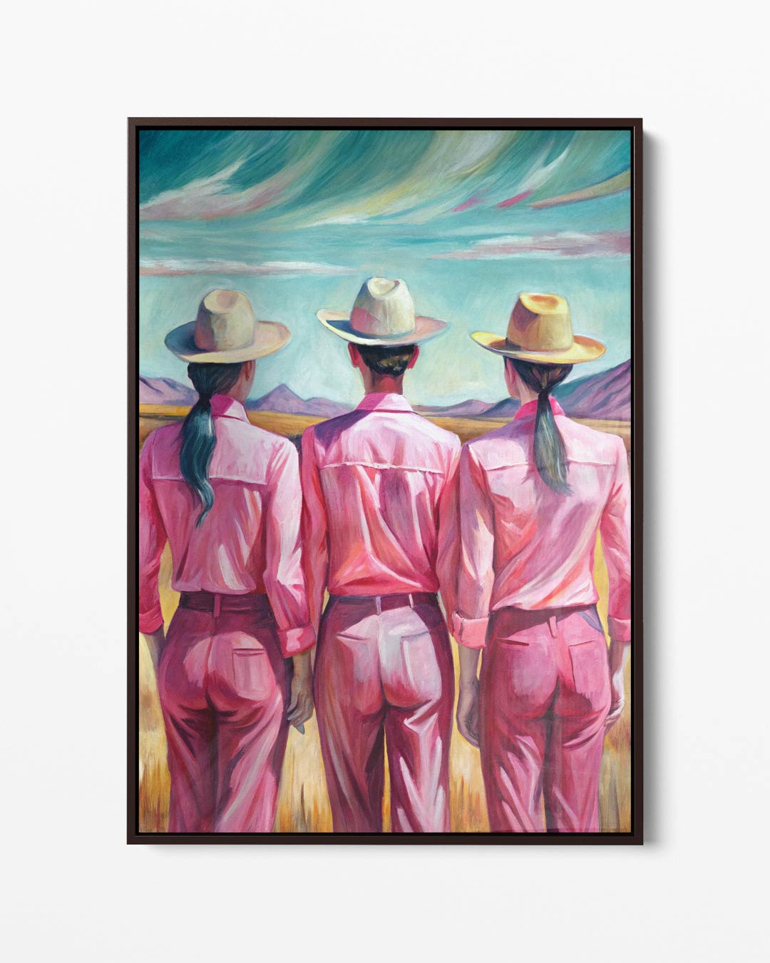 Trio in Roze Landschap Kunstwerk-canvas-dibond-plexiglas-wanddecoratie-WallArtistic