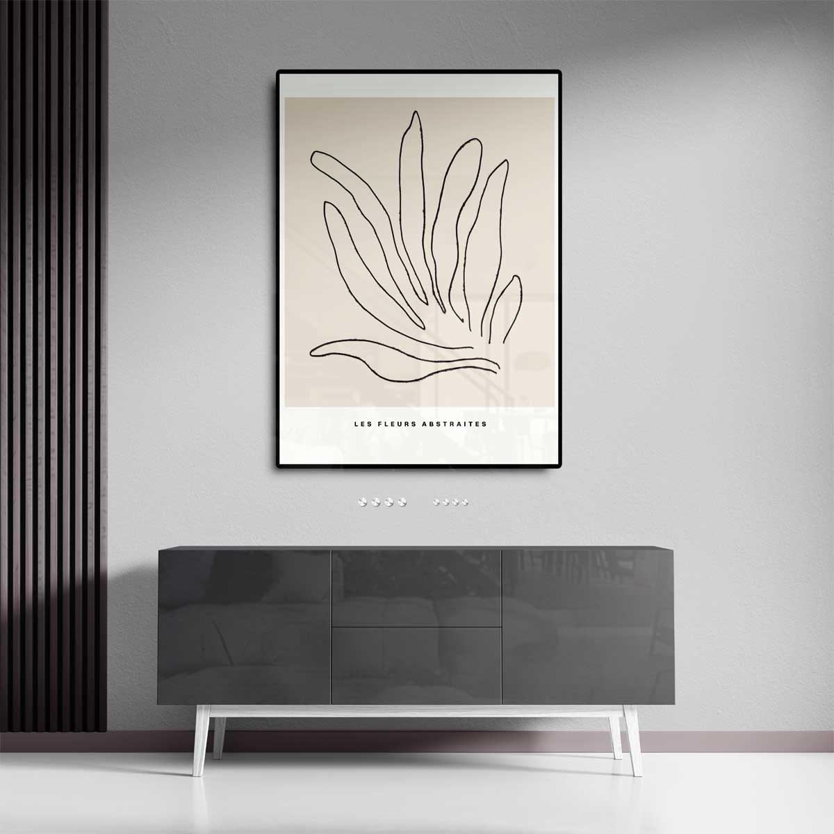 Abstracte Bloemenlijntekening Kunstwerk-canvas-dibond-plexiglas-wanddecoratie-WallArtistic