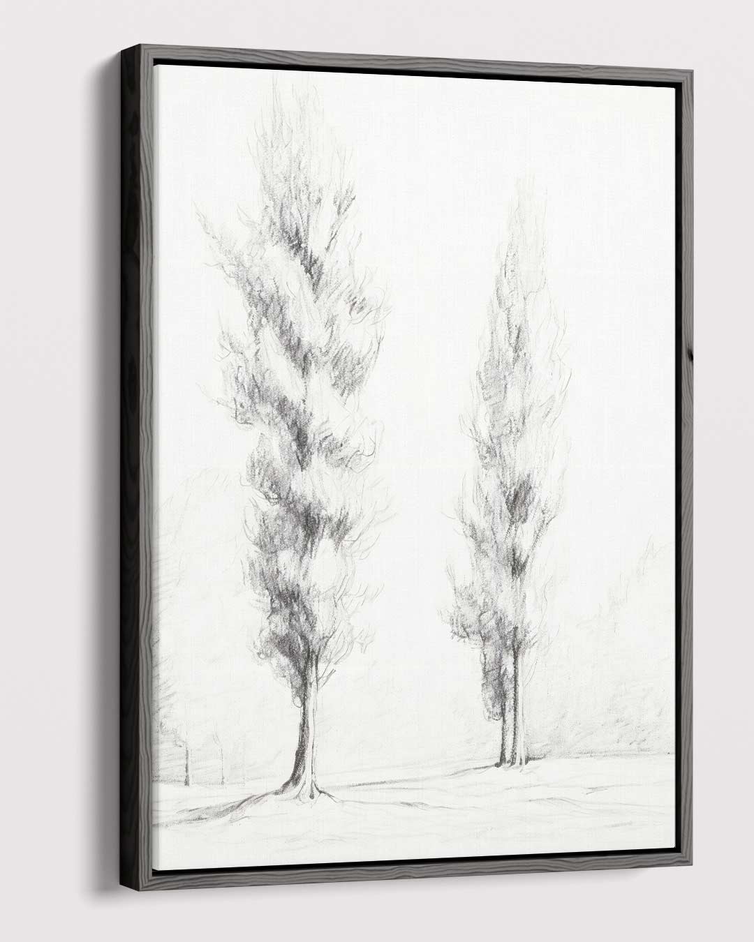 Potloodschets van Cipressen Kunstwerk-canvas-dibond-plexiglas-wanddecoratie-WallArtistic