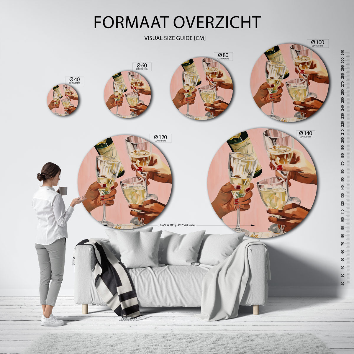 Champagne toast Muurcirkel