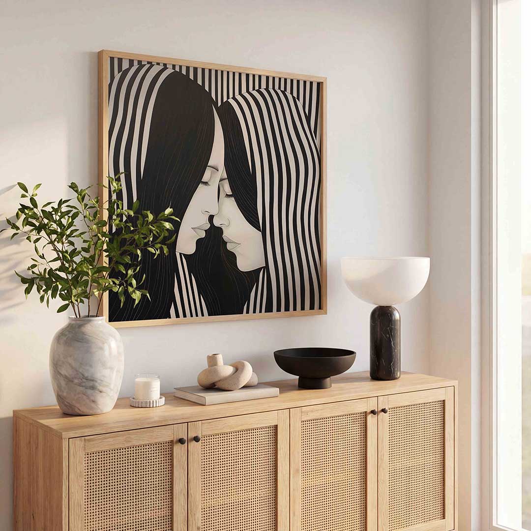 Twee gezichten met strepen Poster