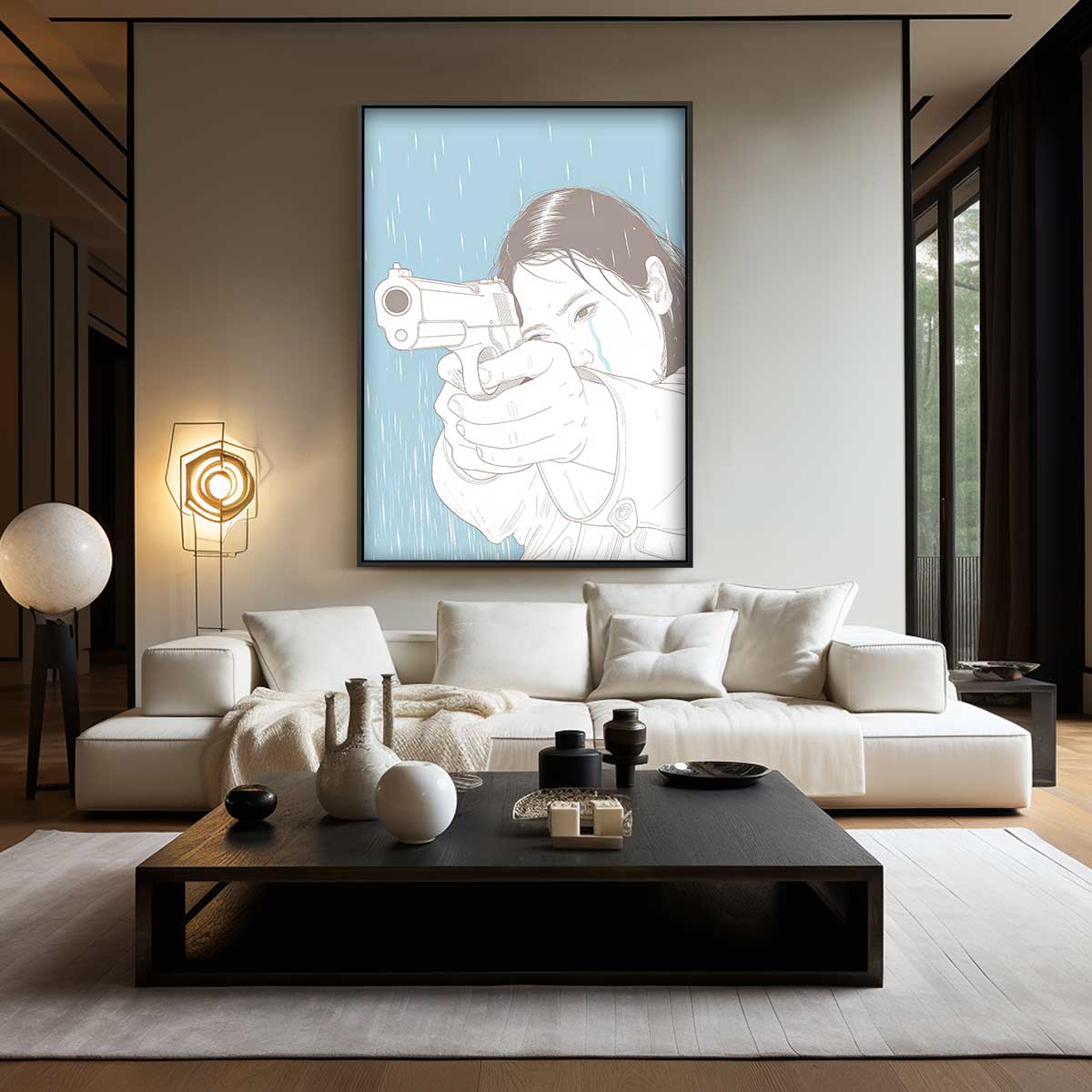 Kracht en Emotie in Regen Kunstwerk-canvas-dibond-plexiglas-wanddecoratie-WallArtistic