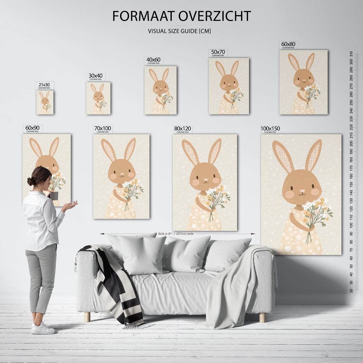 Konijn met bloemen Poster