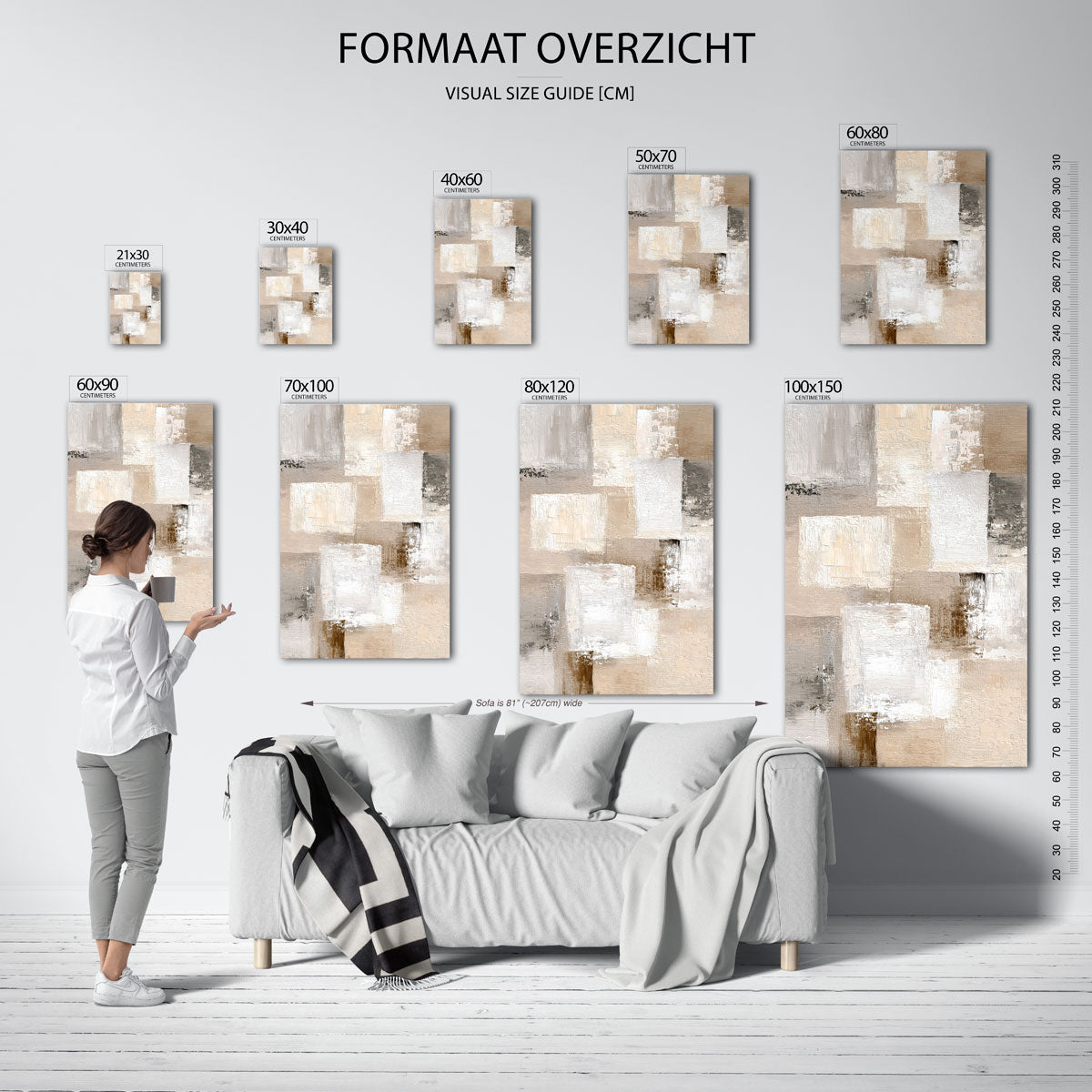 Abstracte beige en witte vlakken Poster
