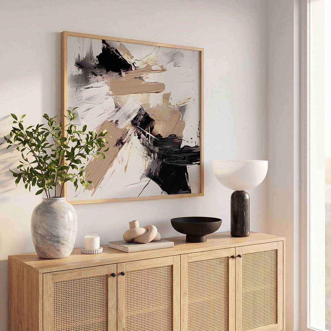 Abstracte beige en zwarte Poster