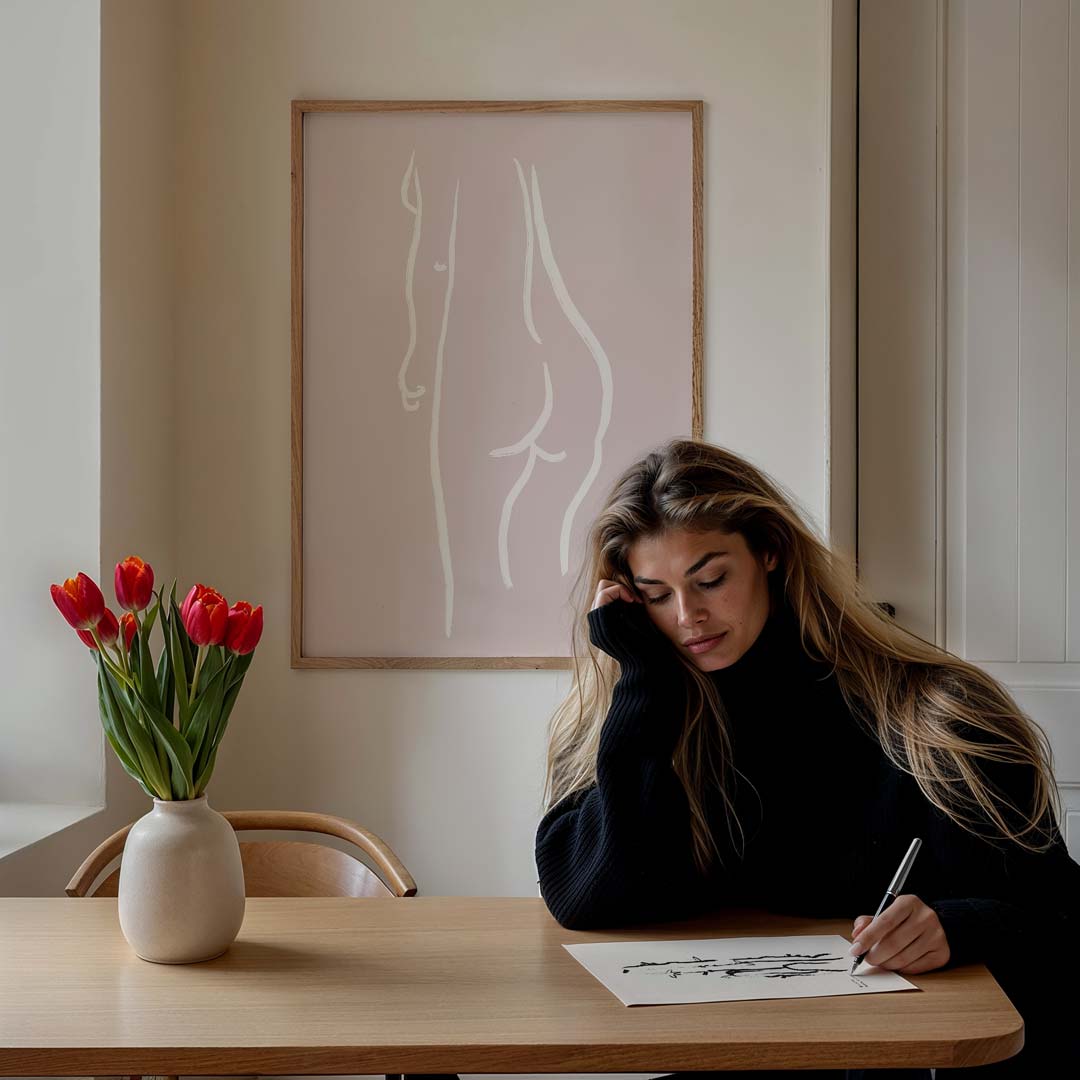 Elegante Lijntekening van Elegantie Poster-WallArtistic
