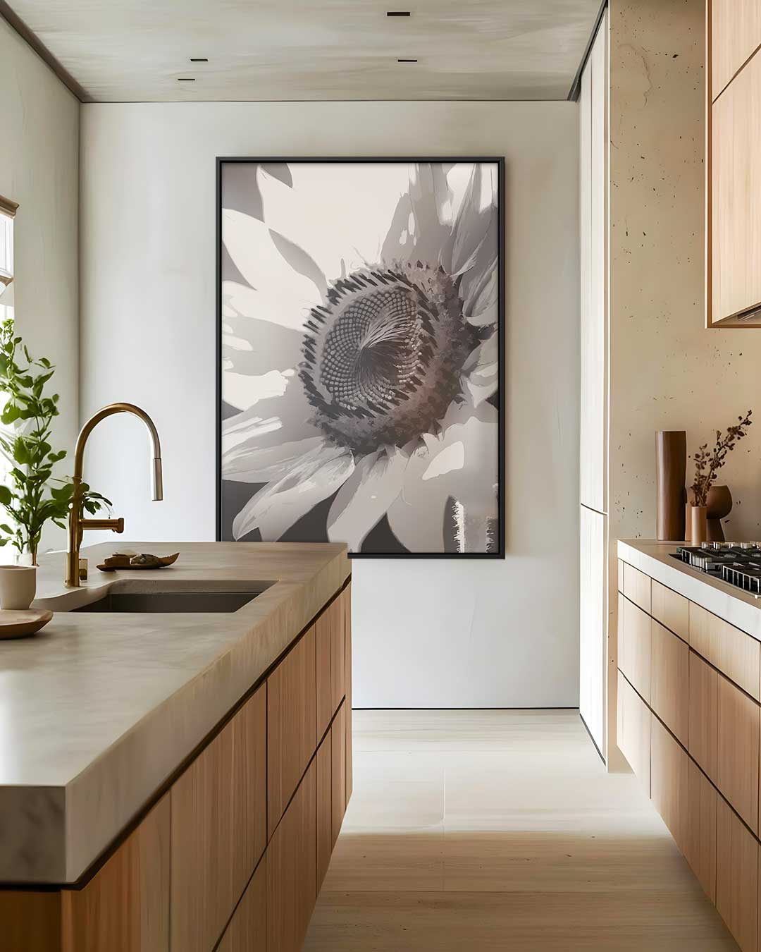 Zachte Zonnebloem Kunstwerk-canvas-dibond-plexiglas-wanddecoratie-WallArtistic