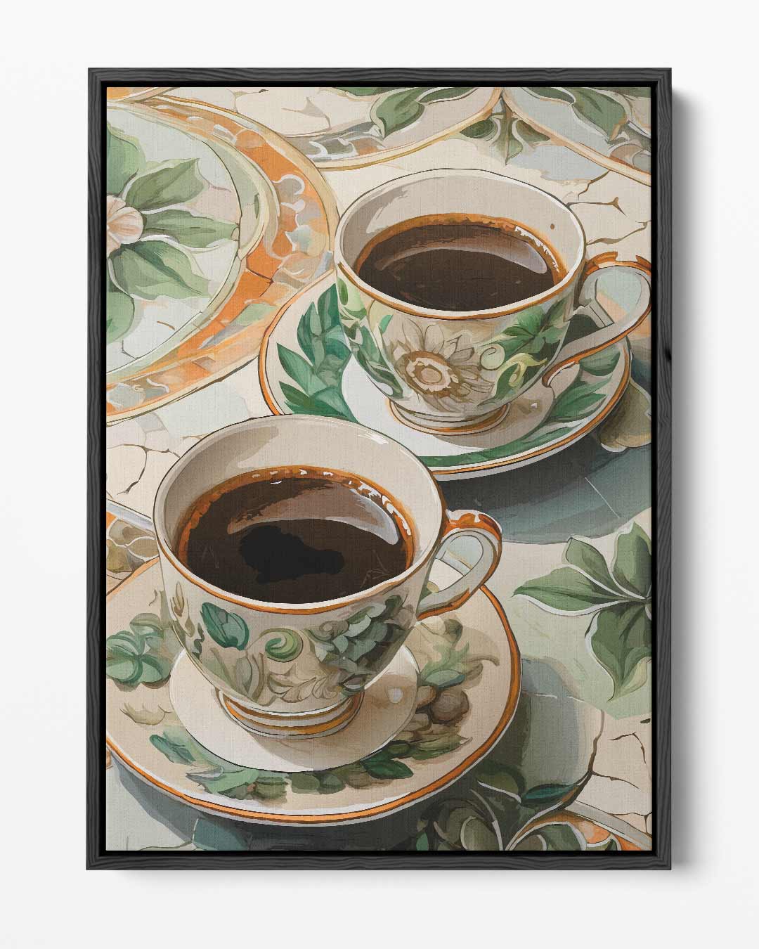 Zomers Koffieservies Schilderij Kunstwerk-canvas-dibond-plexiglas-wanddecoratie-WallArtistic