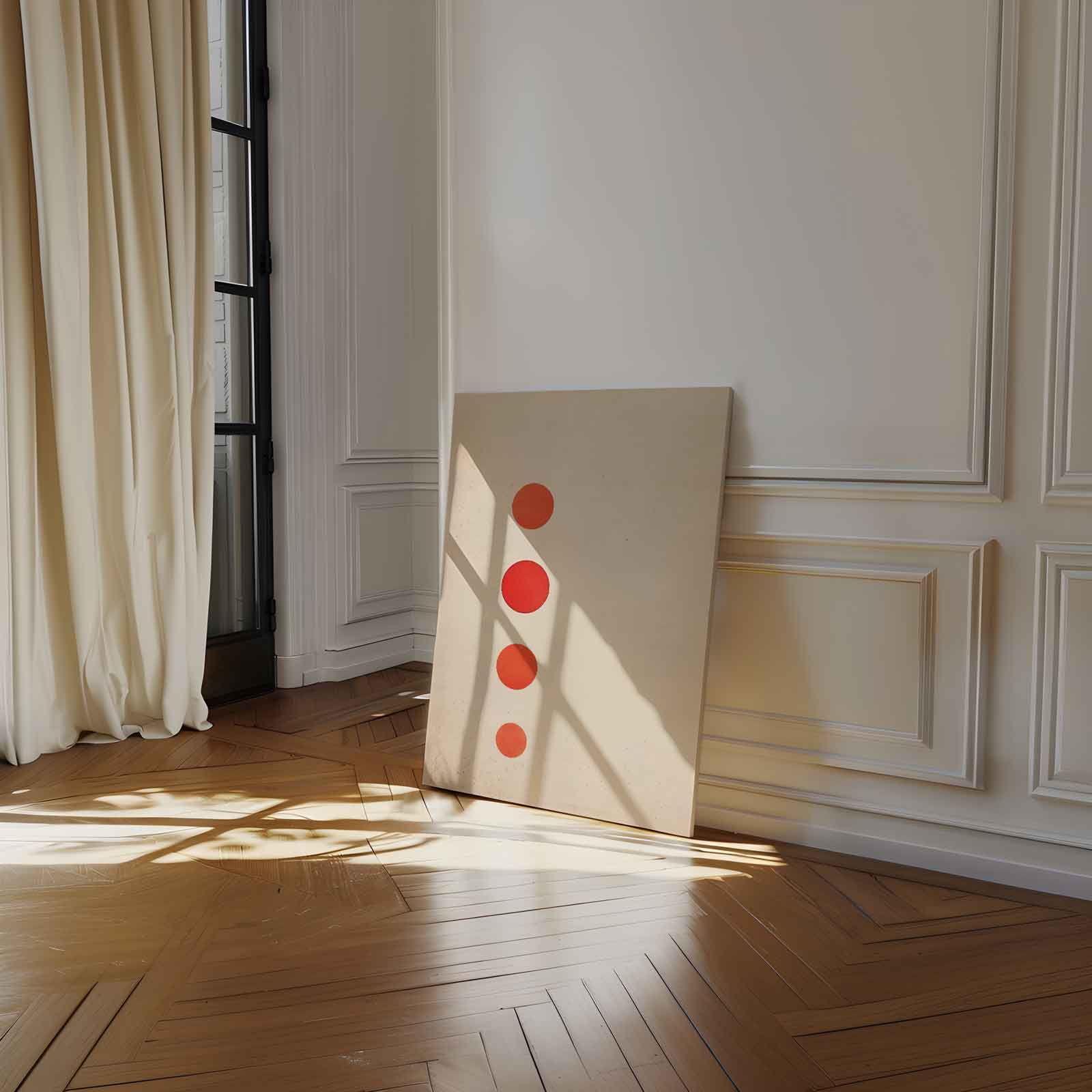 Minimalistisch Rood Cirkelkunstwerk-canvas-dibond-plexiglas-wanddecoratie-WallArtistic