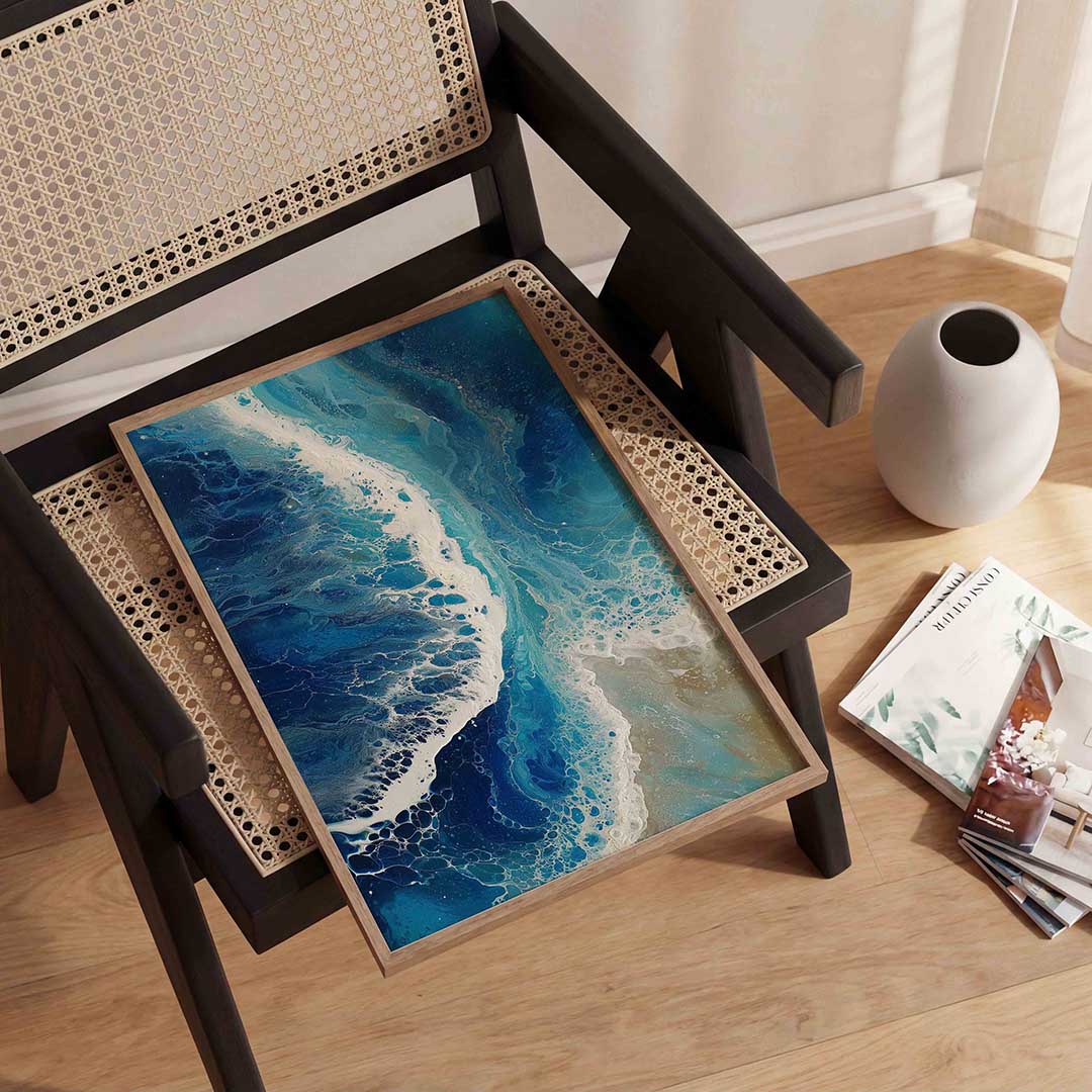 Golvende blauwe zee Poster