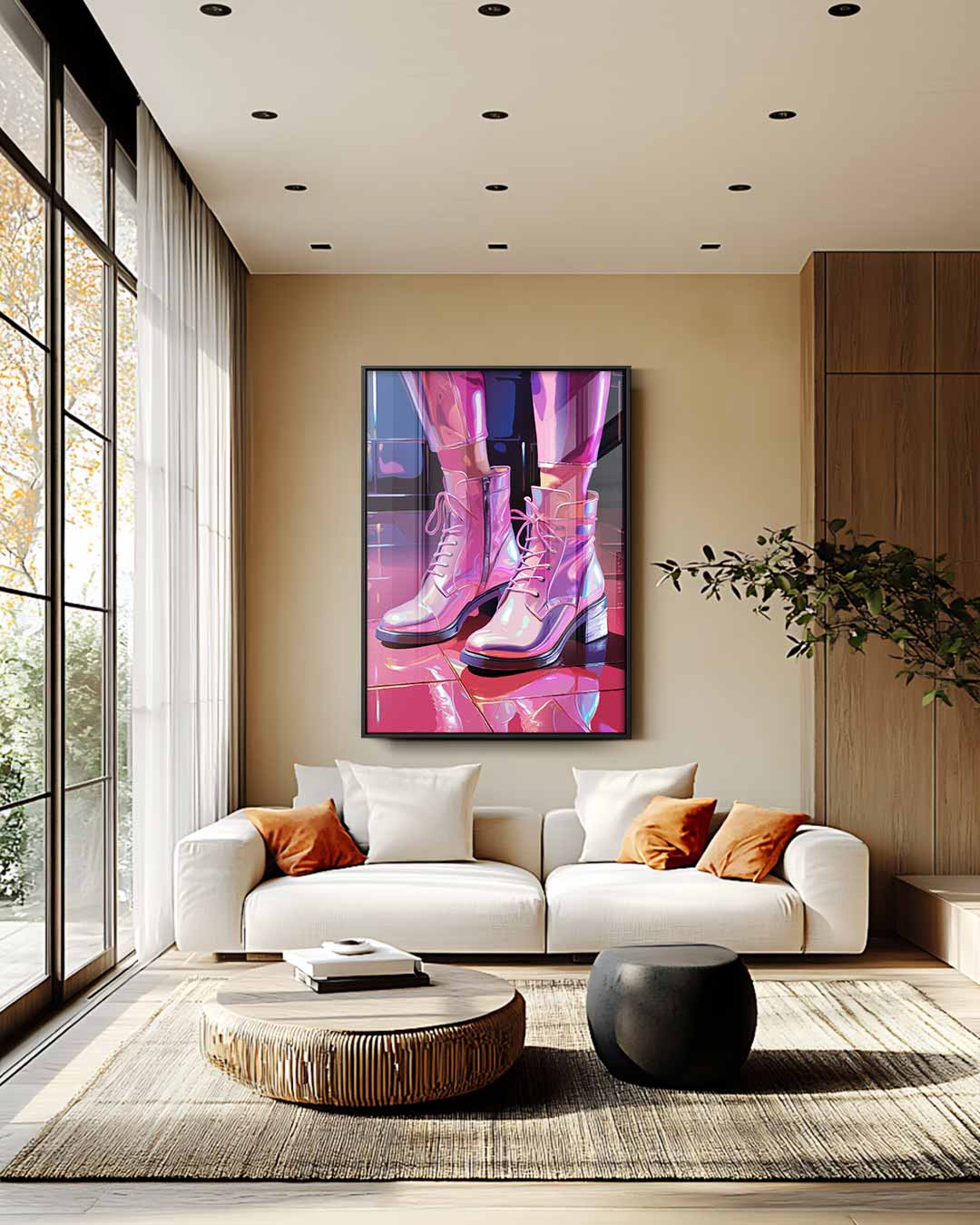 Sprankelende Laarzen in de Spotlight Kunstwerk-canvas-dibond-plexiglas-wanddecoratie-WallArtistic