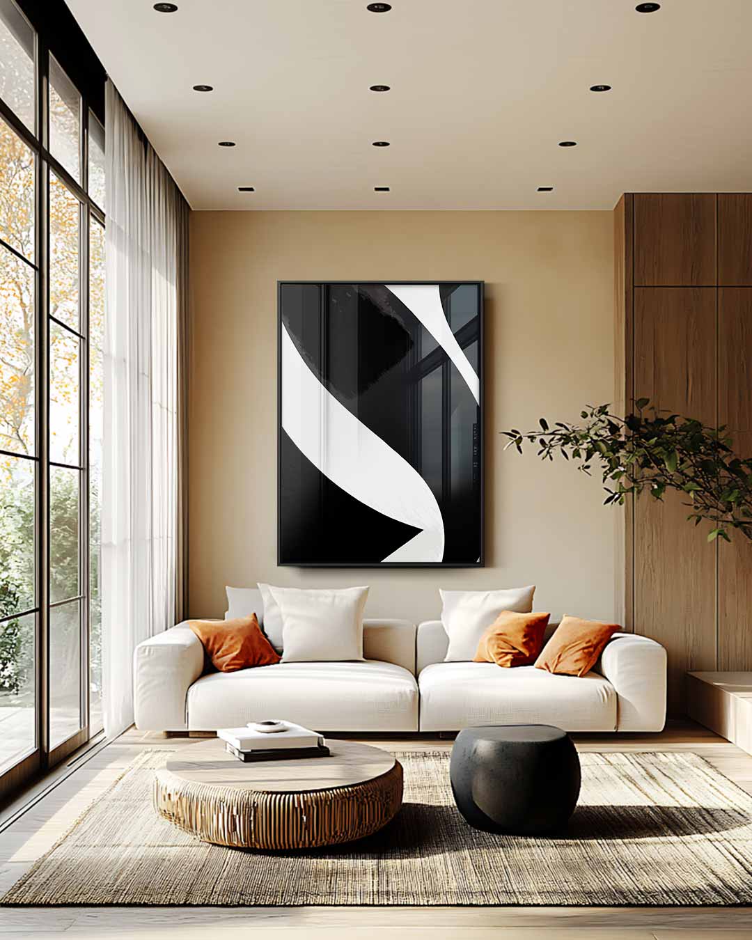 Elegantie in Zwart en Wit Kunstwerk-canvas-dibond-plexiglas-wanddecoratie-WallArtistic