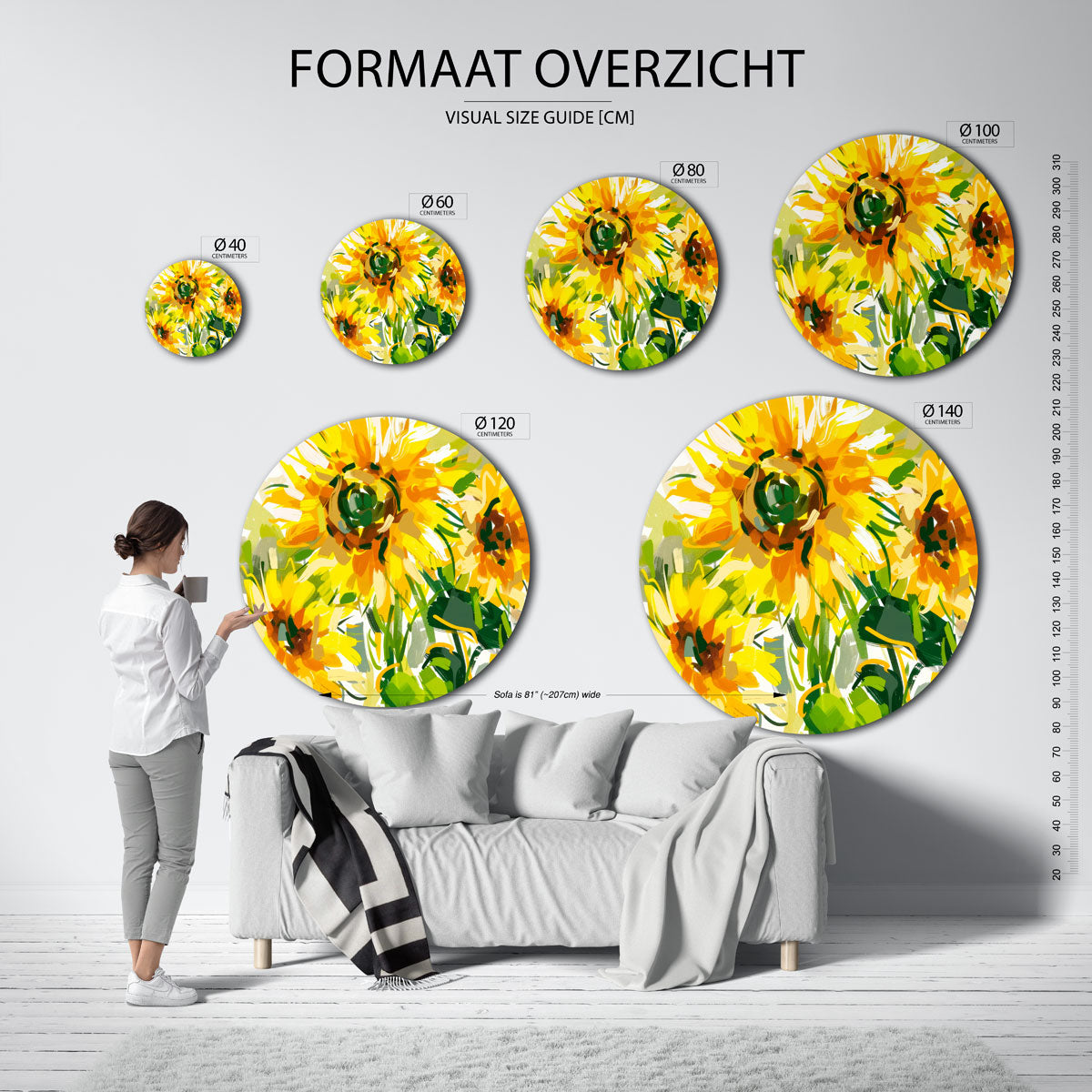 Zonnebloemen Muurcirkel