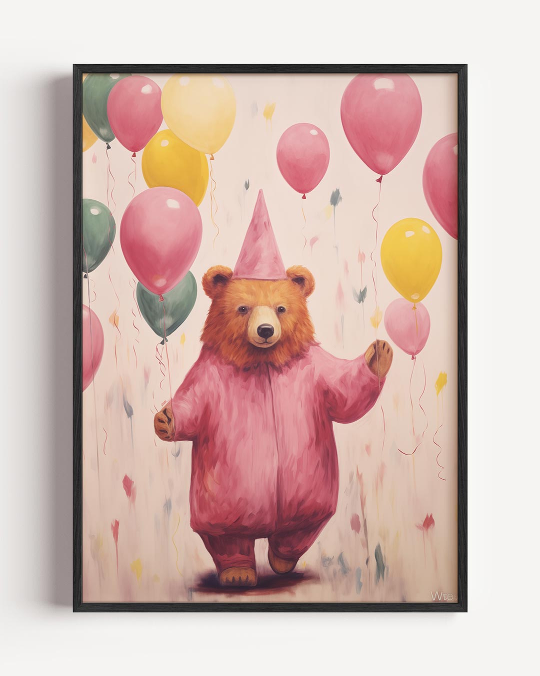Feestende Beer met Ballonnen Poster-WallArtistic
