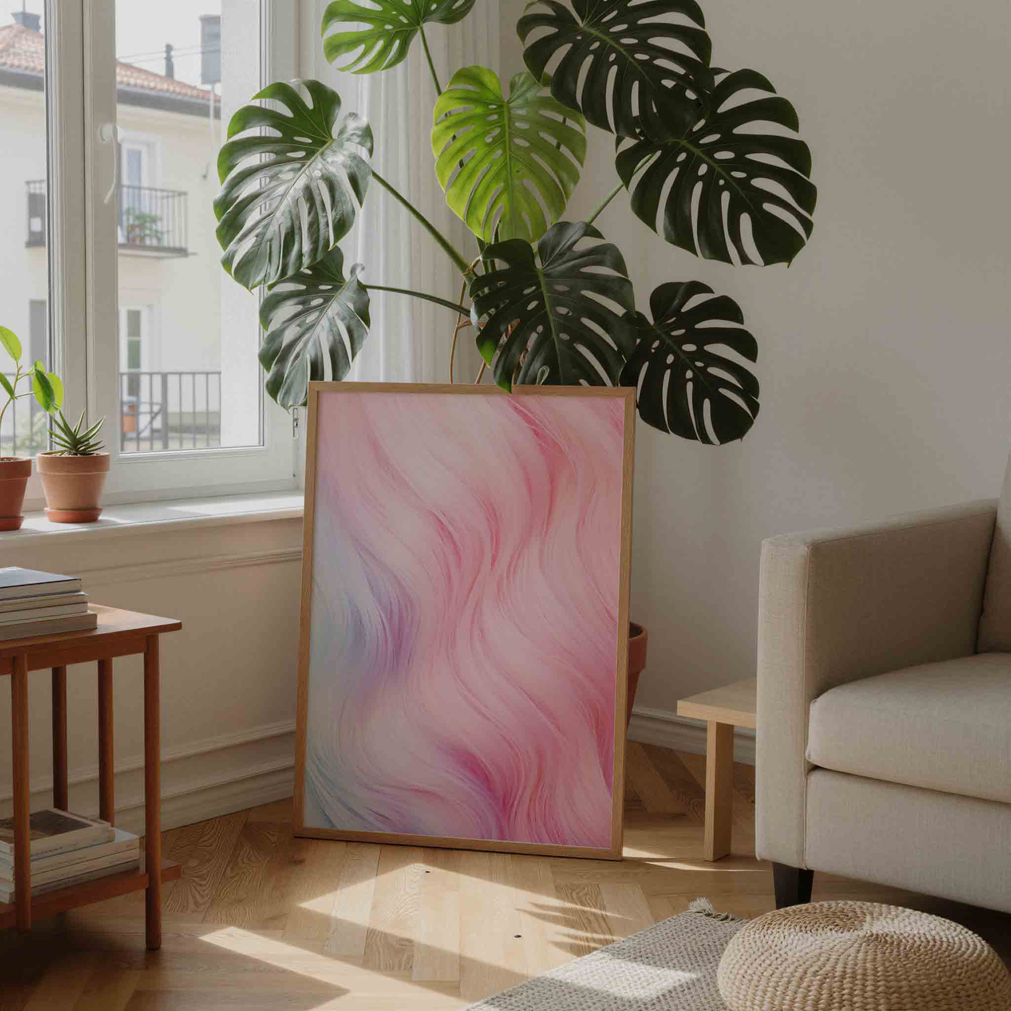 Pastelkleuren golvende lijnen Poster