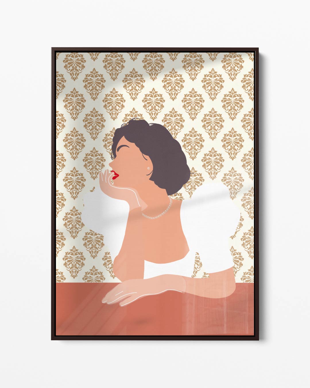 Dromerige Retro Dame Kunstwerk-canvas-dibond-plexiglas-wanddecoratie-WallArtistic