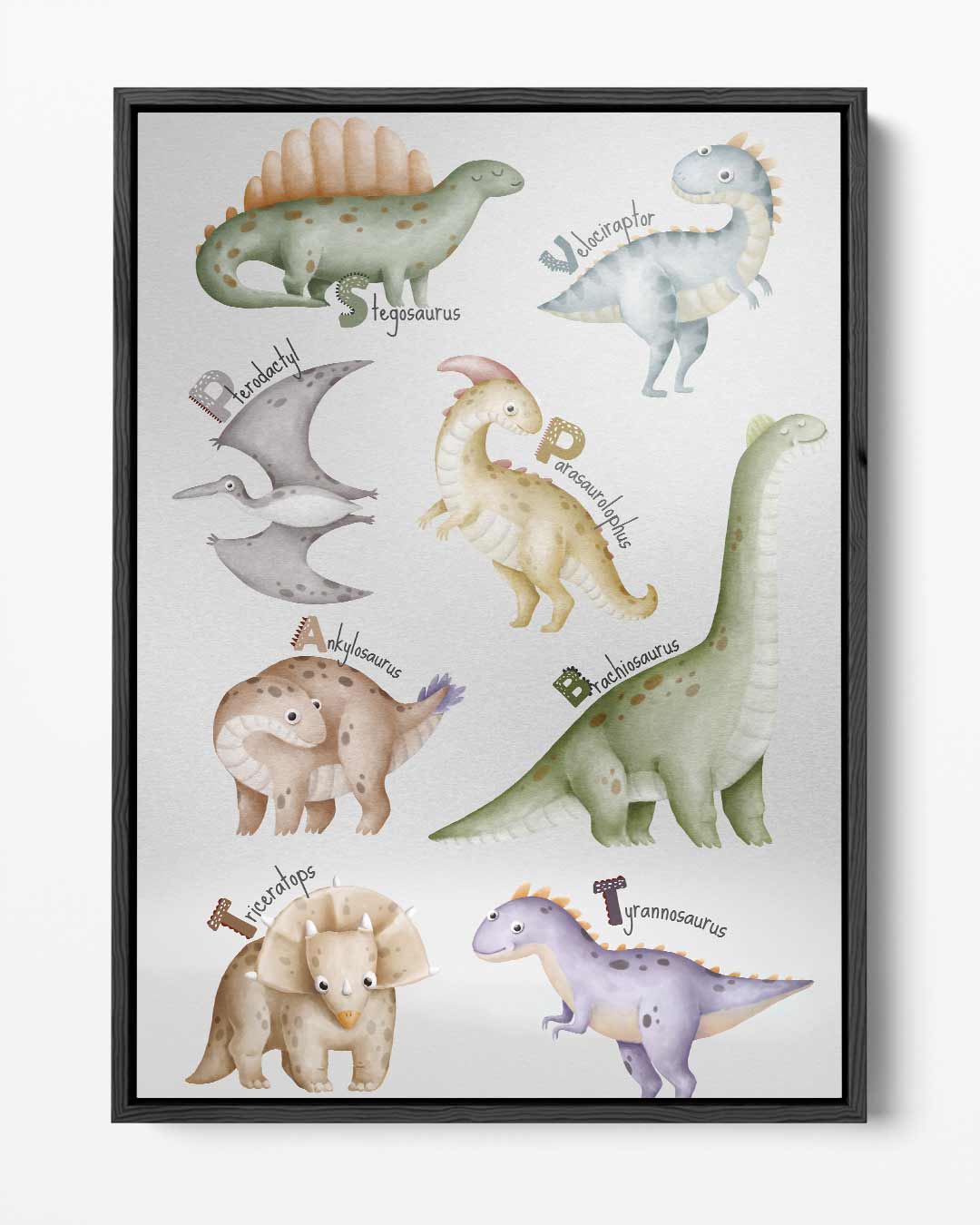 Schattige Dino Illustraties Kunstwerk-canvas-dibond-plexiglas-wanddecoratie-WallArtistic