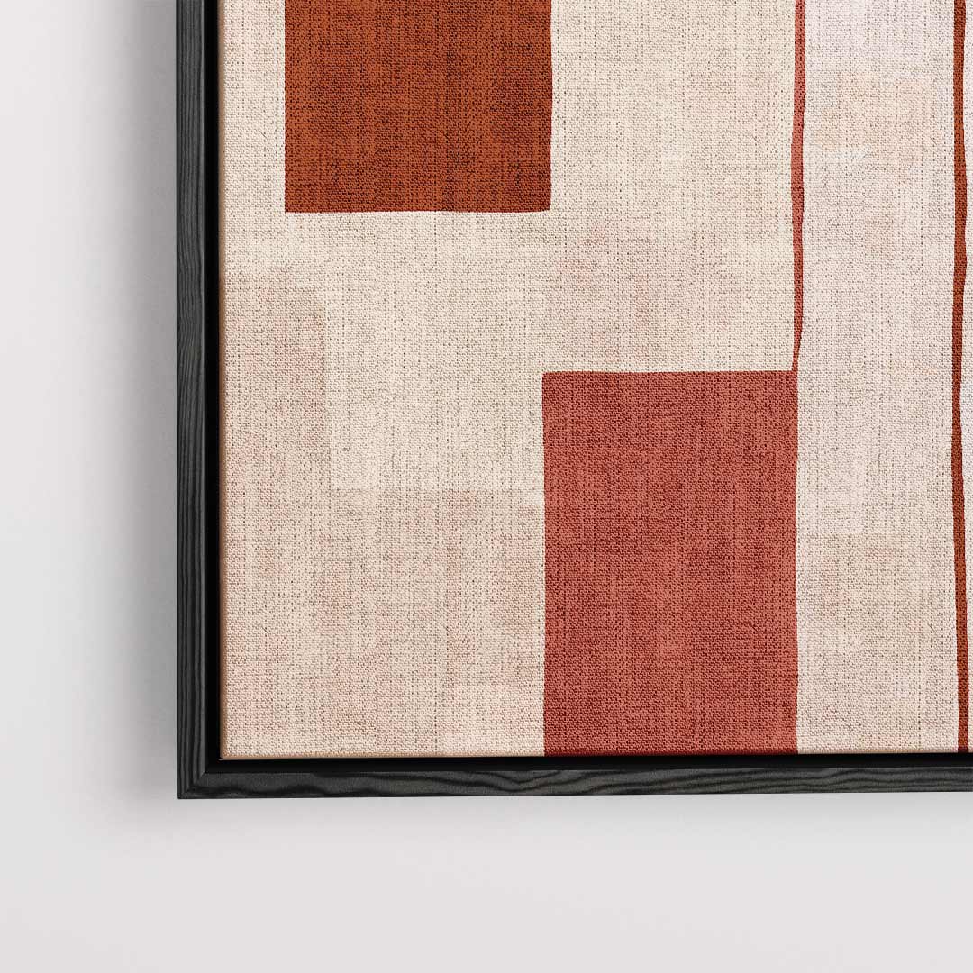 Abstracte Rood-Beige Compositie Kunstwerk-canvas-dibond-plexiglas-wanddecoratie-WallArtistic