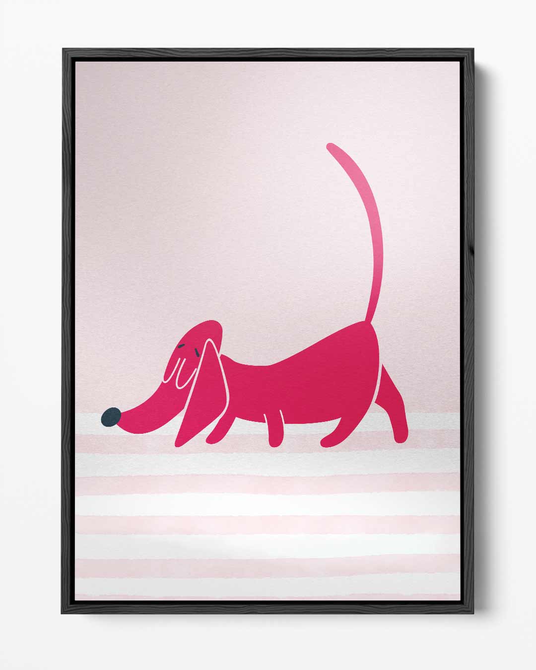 Roze Teckel Illustratie Kunstwerk-canvas-dibond-plexiglas-wanddecoratie-WallArtistic