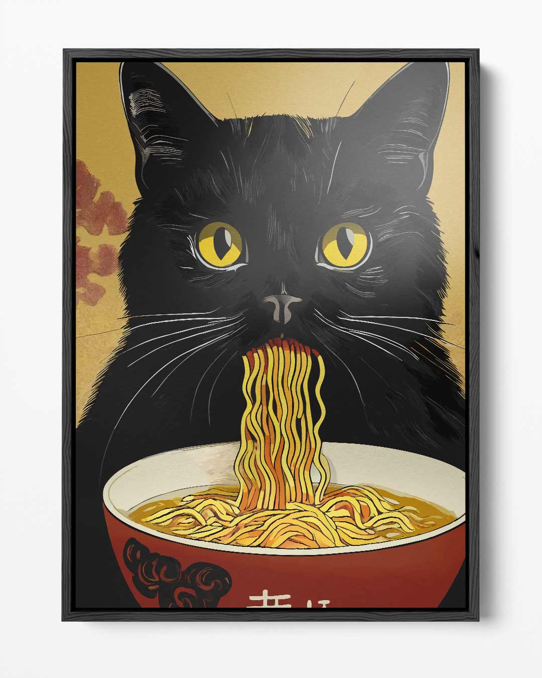 Kat met Noodles Kunstwerk-canvas-dibond-plexiglas-wanddecoratie-WallArtistic