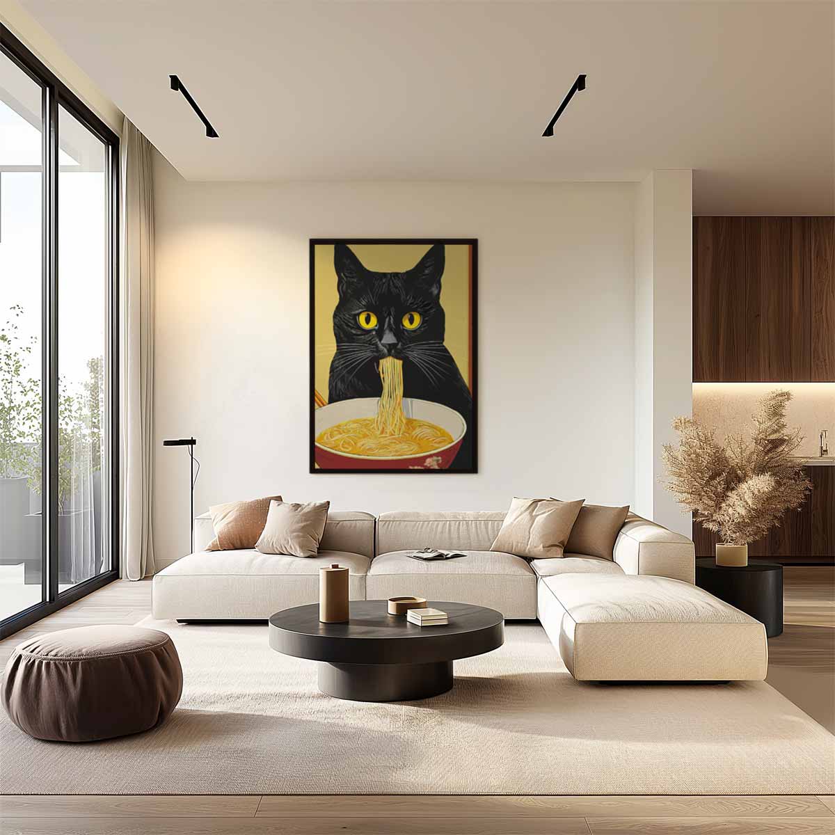 Kat met Noedels Kunstwerk-canvas-dibond-plexiglas-wanddecoratie-WallArtistic