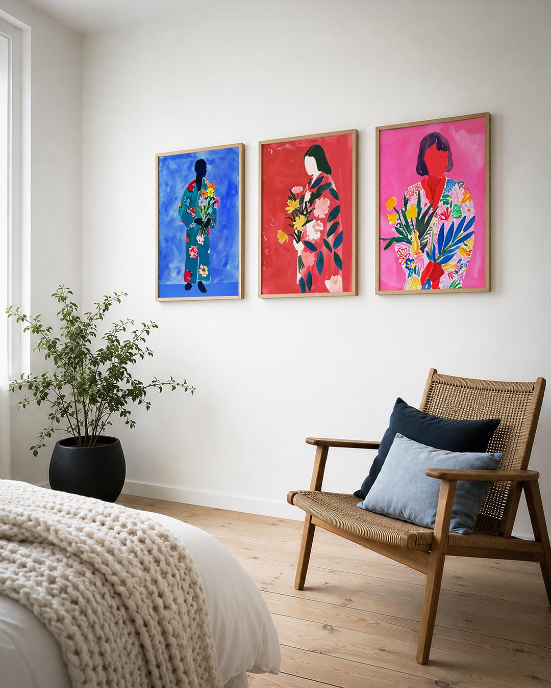 Bloemen en silhouet Posterset