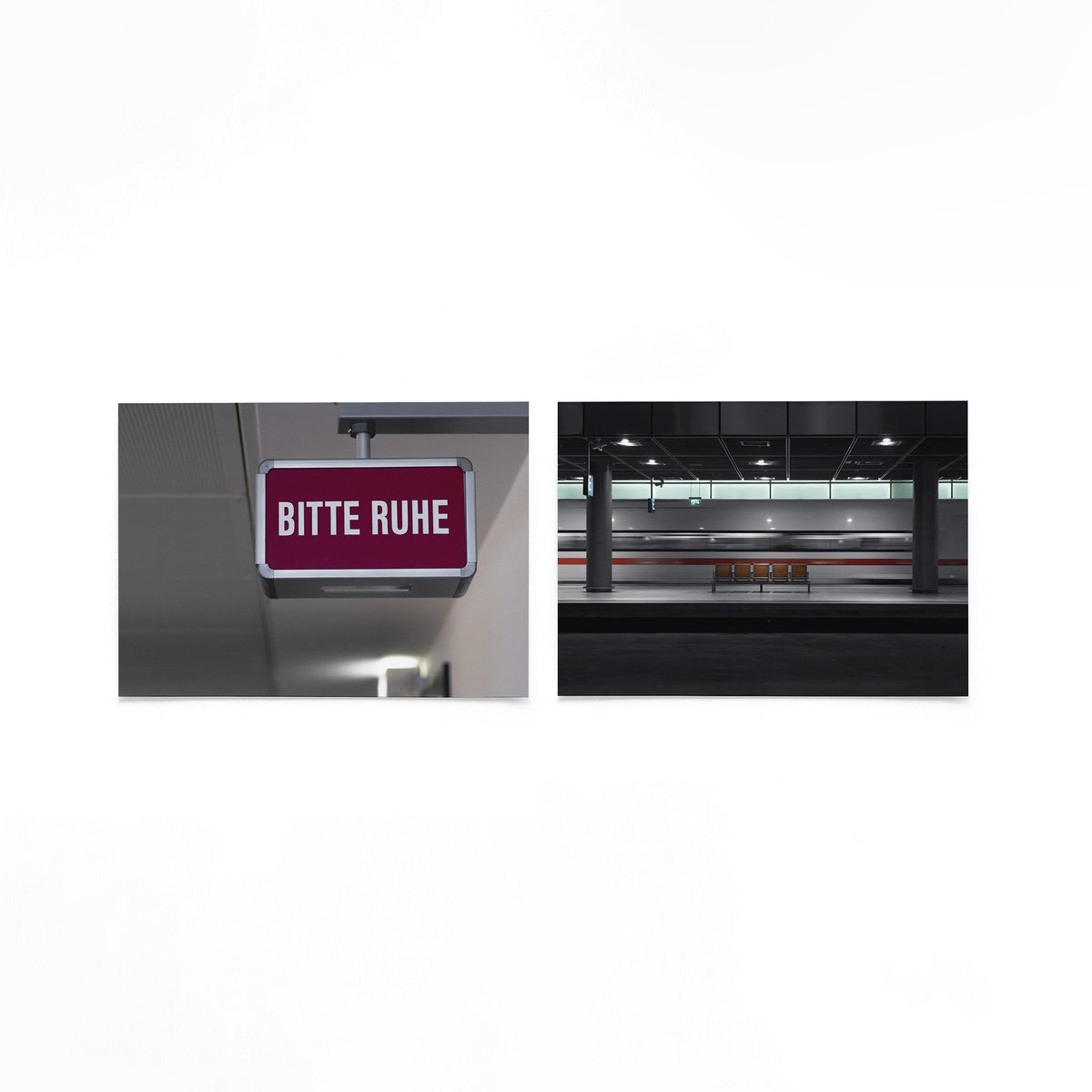 Productfoto van twee liggende posters met stilte op het perron – Gerald Emming