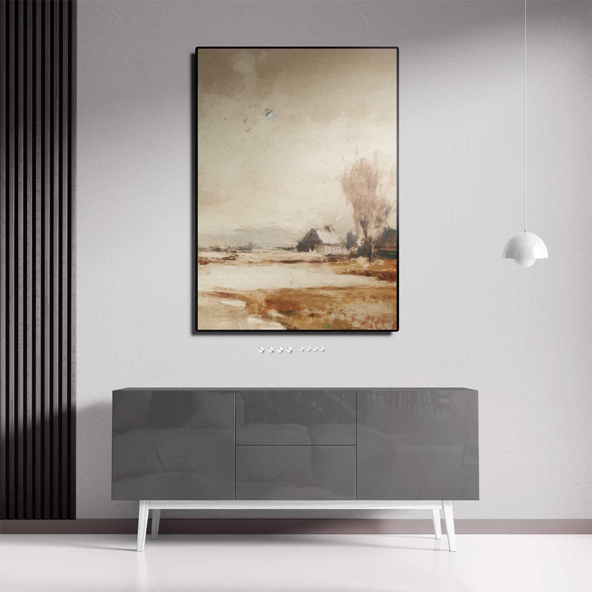 Winterlandschap met Boerderij Kunstwerk-canvas-dibond-plexiglas-wanddecoratie-WallArtistic