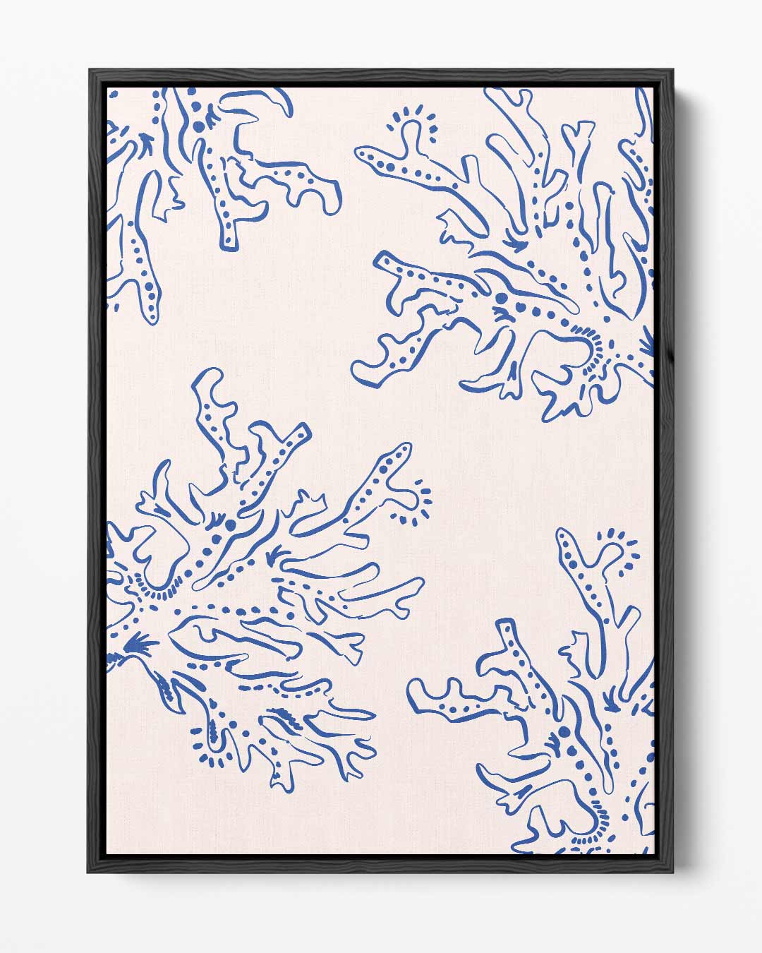 Abstracte Blauwe Koraalpatroon Kunstwerk-canvas-dibond-plexiglas-wanddecoratie-WallArtistic