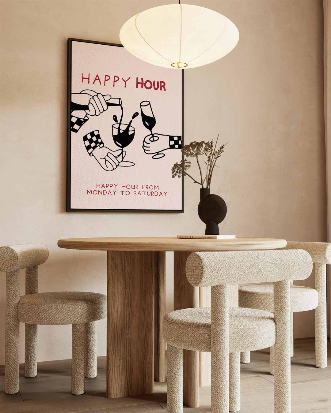 Happy Hour Illustratie Kunstwerk-canvas-dibond-plexiglas-wanddecoratie-WallArtistic