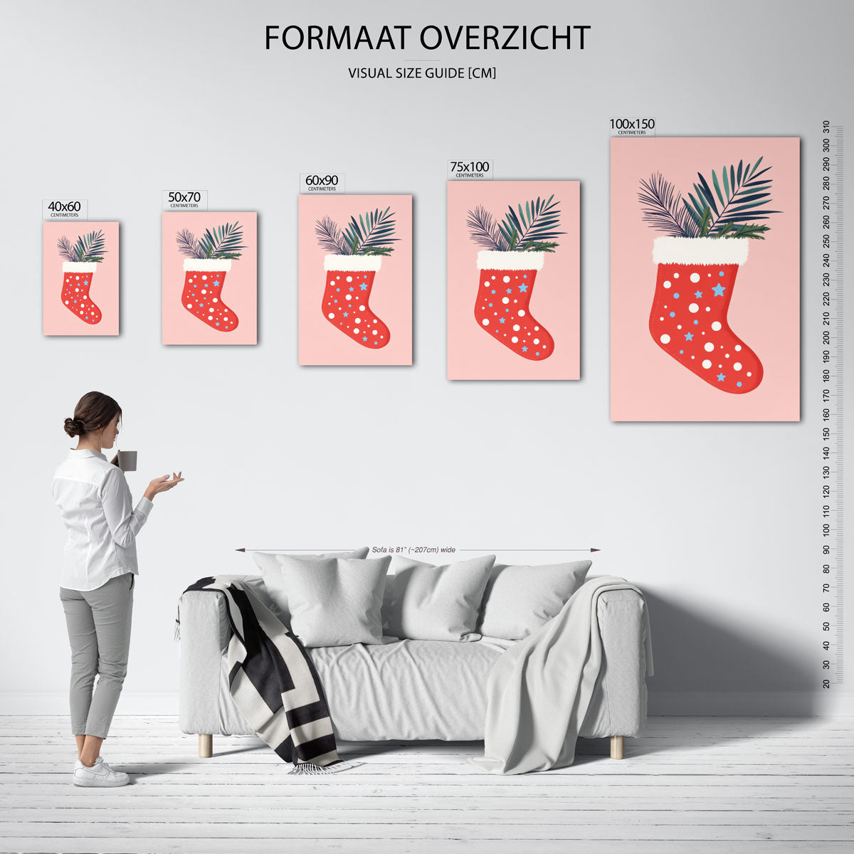 Speelse kerstsok Kunstwerk