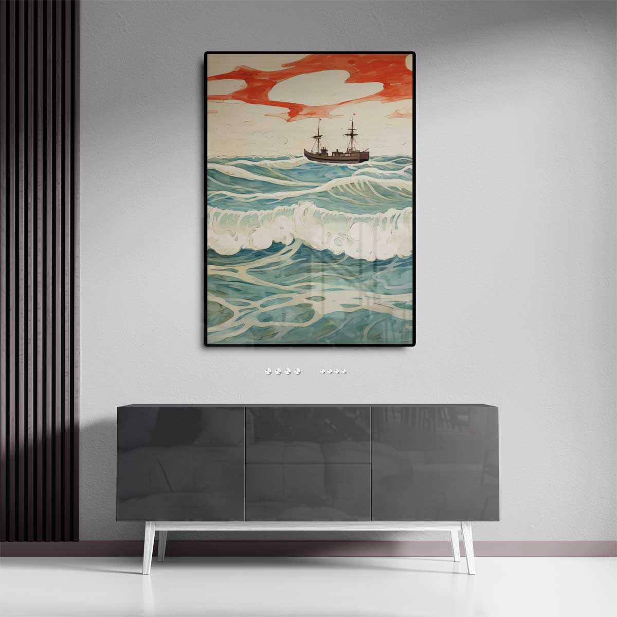 Golven en Horizon Kunstwerk-canvas-dibond-plexiglas-wanddecoratie-WallArtistic