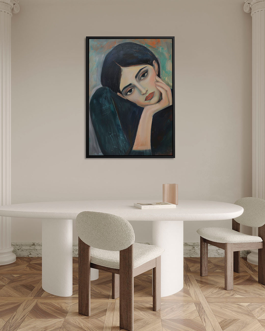 Dromerige portretstudie Kunstwerk