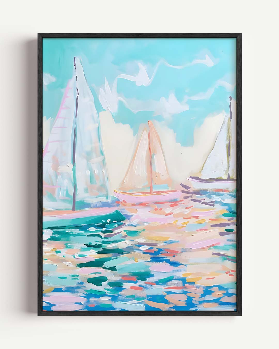 Zomerzeilingen op Blauwe Zee Poster