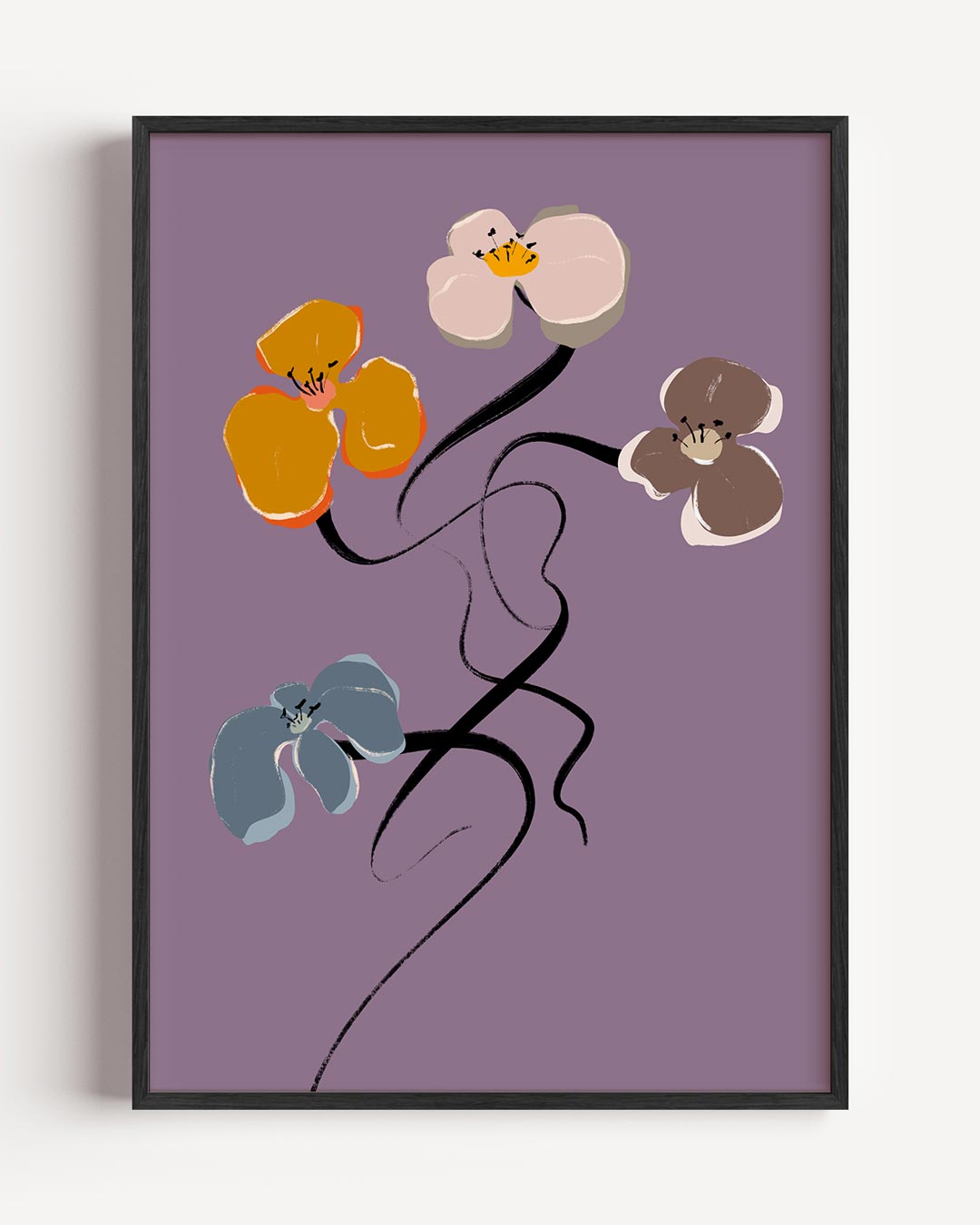 Bloemenpracht op Paarse Achtergrond Poster-WallArtistic