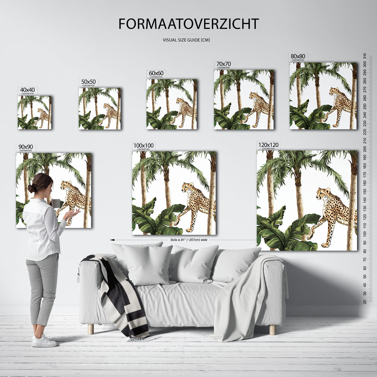 Luipaard tussen palmbomen Poster