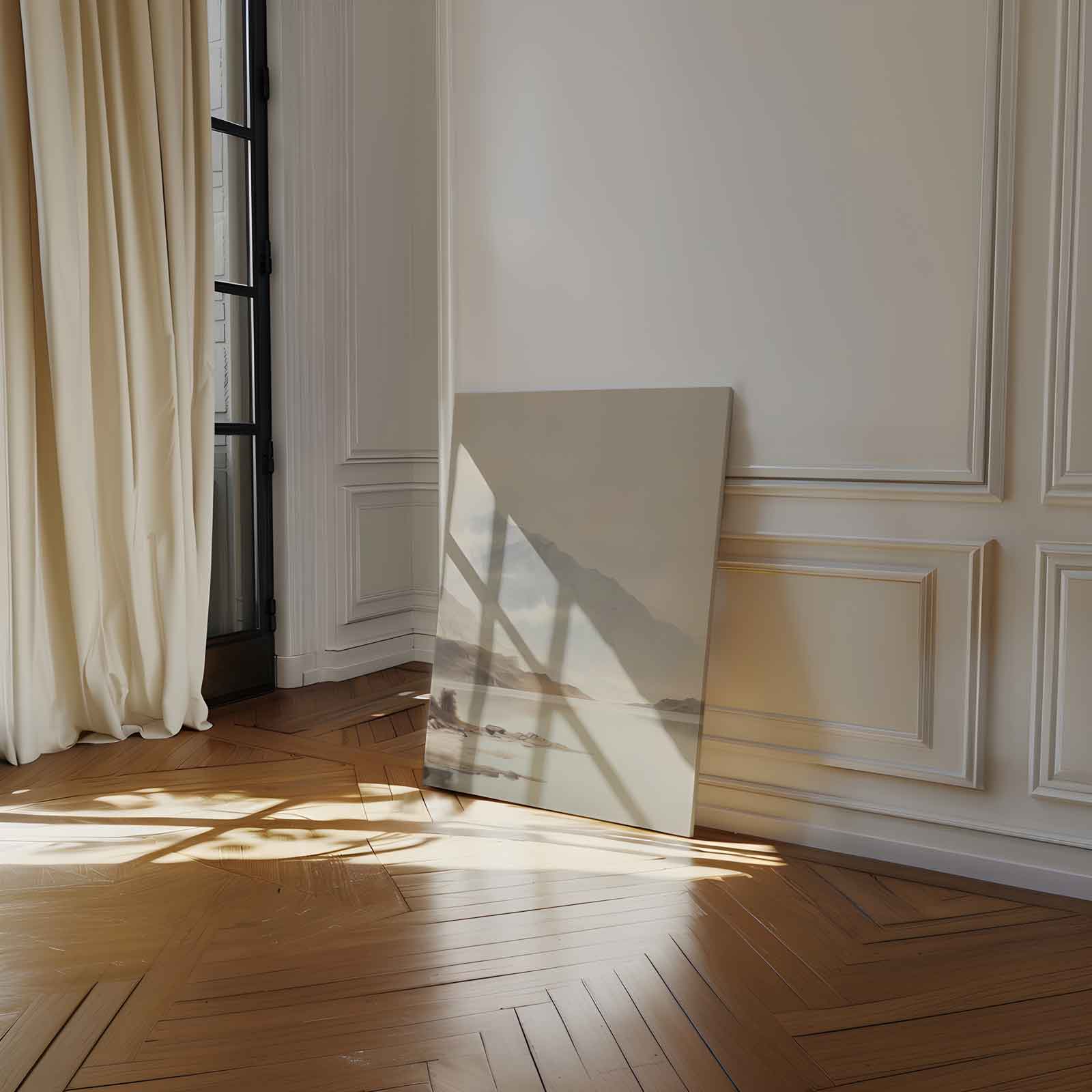 Rustieke Bergen aan een Spiegelend Meer Kunstwerk-canvas-dibond-plexiglas-wanddecoratie-WallArtistic