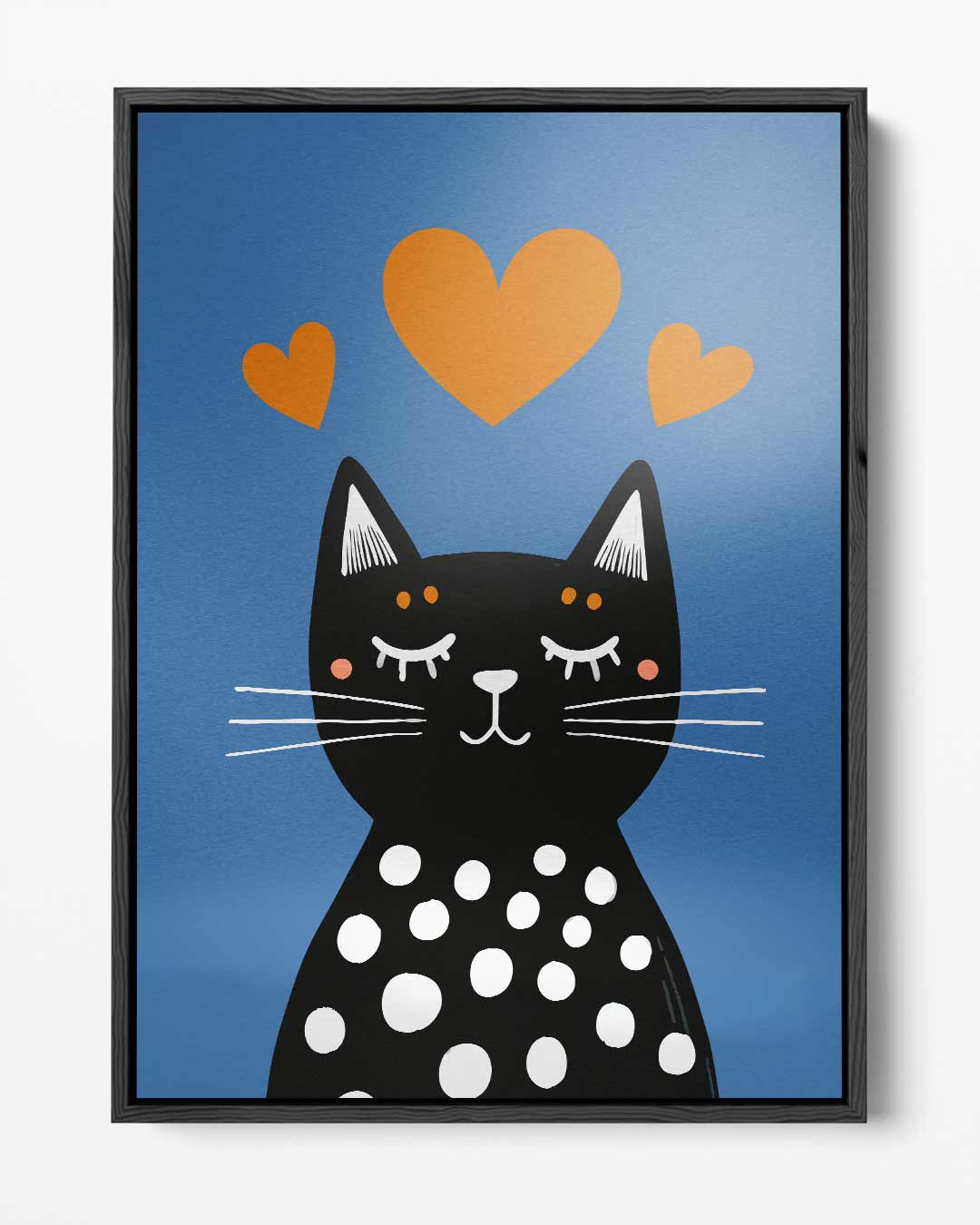 Liefdevolle Kat op Blauw Kunstwerk-canvas-dibond-plexiglas-wanddecoratie-WallArtistic