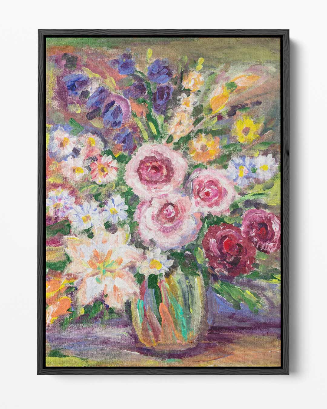 Kleurrijk Bloemenboeket Kunstwerk-canvas-dibond-plexiglas-wanddecoratie-WallArtistic
