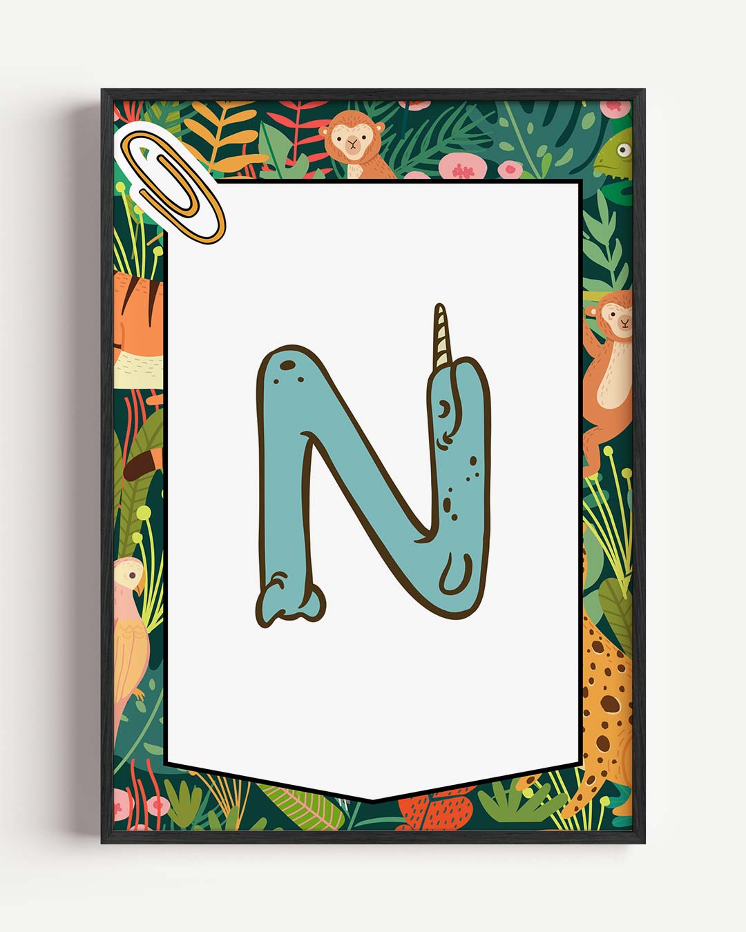 Dierenalfabet N - Narwal Poster